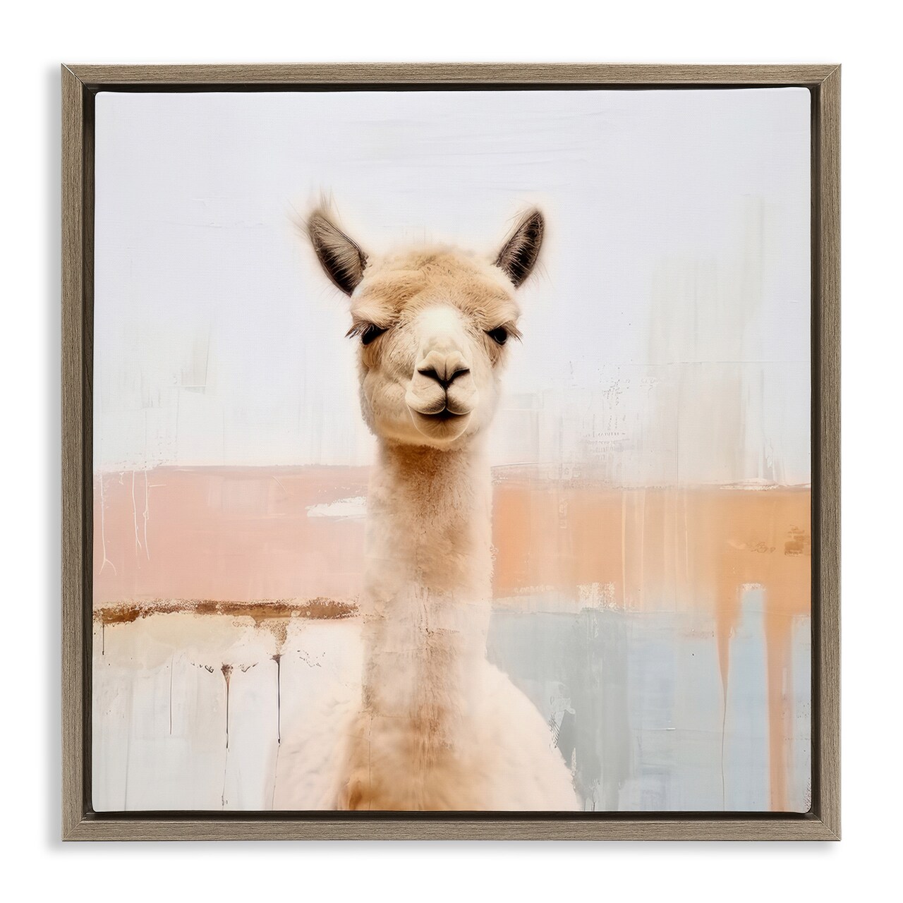 Stupell Industries Rustic Llama Portrait Framed Floater Canvas Wall Art